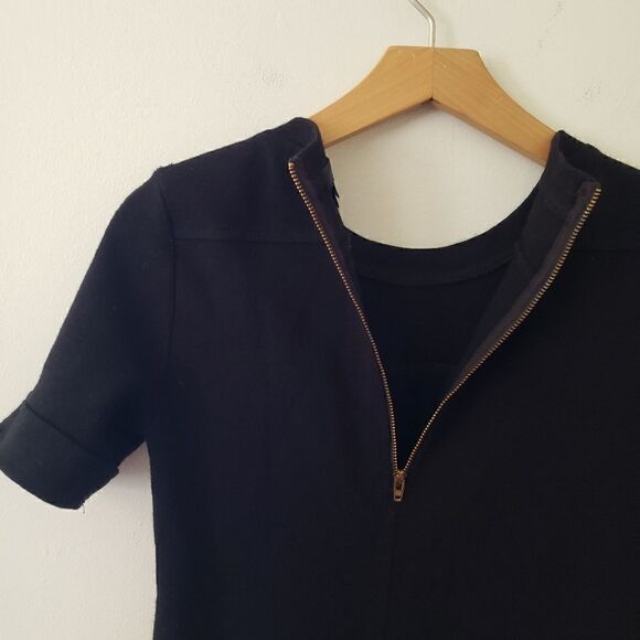 J. Crew Wool Zip Pocket Dress Black Womens Size 0 Mini - Picture 6 of 7